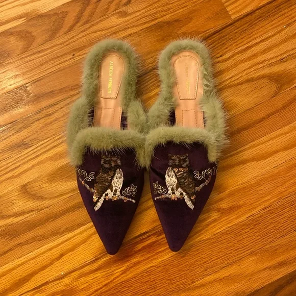 Alberta Ferretti Shoes Alberta Ferretti Owl Embroidered Purple